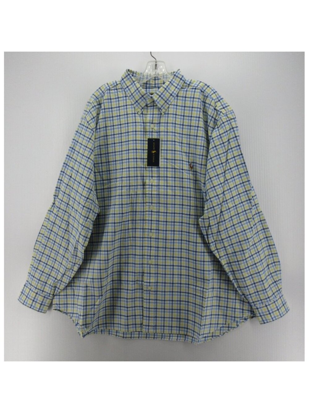 Ralph Lauren Shirt 2XB Big Yellow Button Down Plaid Flesh Pony Preppy